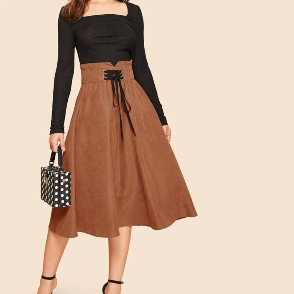Zipper Fly Fit & Flare Corset Skirt